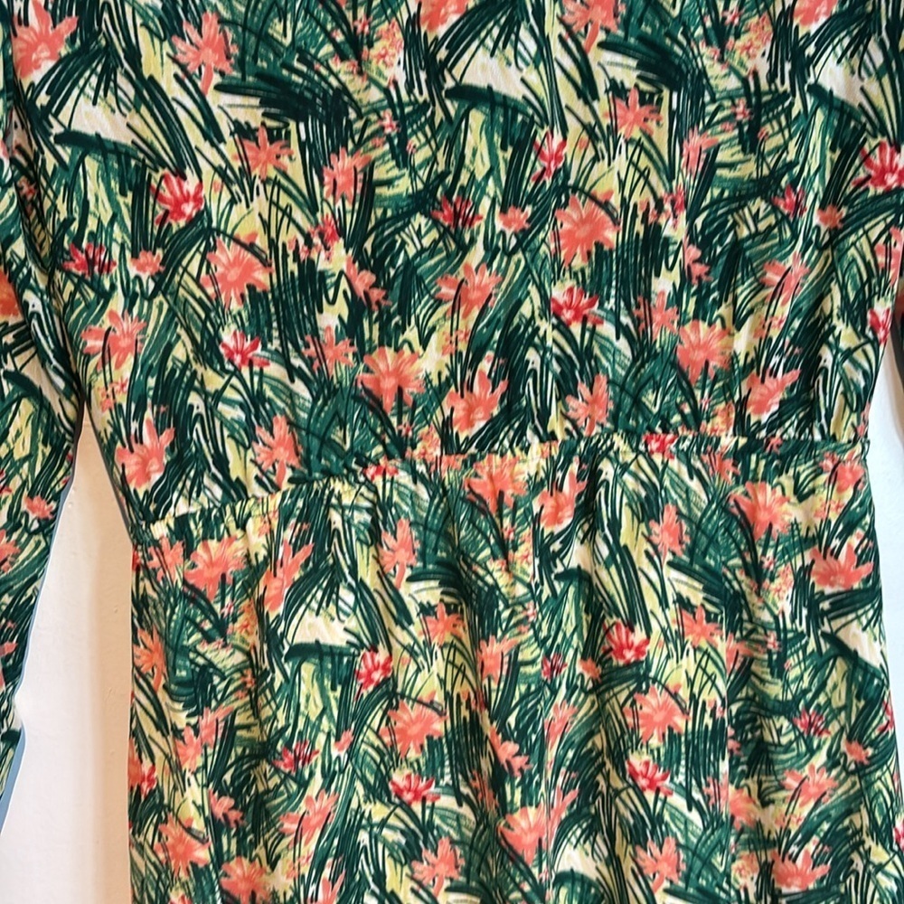 Aritzia Sunday Best Veronica Dress Tropical Floral Print Green Long Sleeve small - Picture 9 of 12